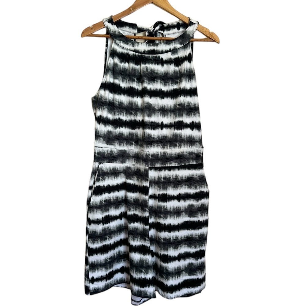 New York & Company Black and White Tie-Dye Romper